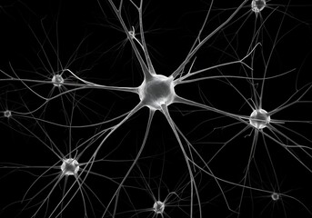 Neuron cells brain cells nerve cells neural network synapse biology science medical illustration 3d render