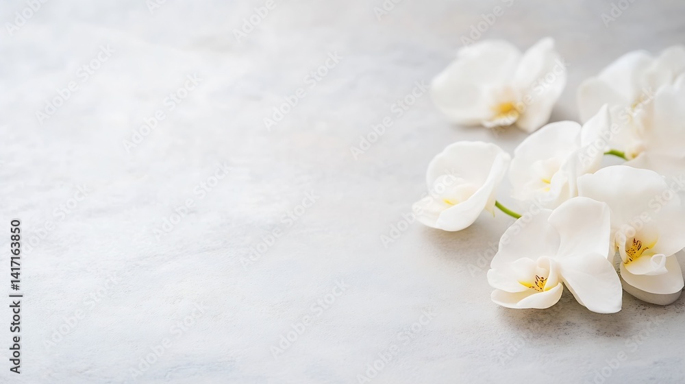 Aufkleber delicate white flowers arranged elegantly on a soft textured background enhancing a calm and peacefu