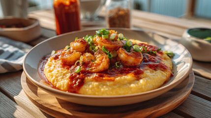 Delicious shrimp and grits recipe southern comfort food with creamy grits and spicy shrimp sauce