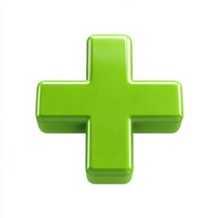 Obraz premium Green plus sign, medical symbol, health isolated on white background