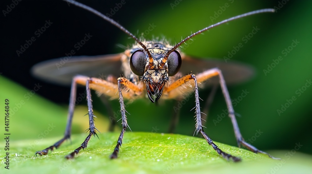 Poster close up of a fly with details on its face and body : generative ai