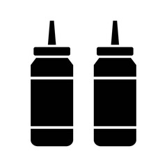 Ketchup and mustard bottle. Colored flat design.