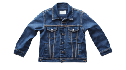 Classic blue denim jacket isolated on transparent background