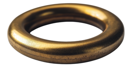 Golden ring rotating on transparent background