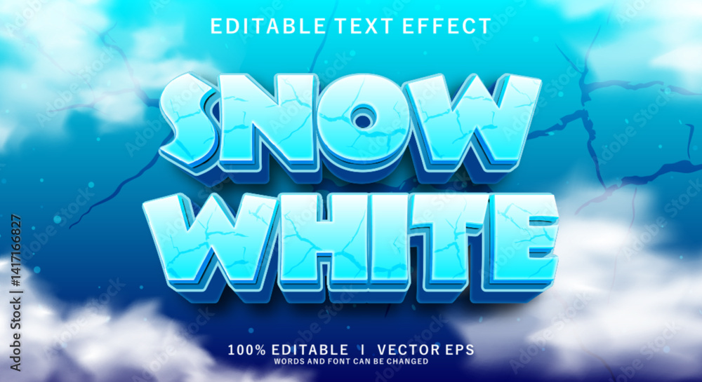 Aufkleber snow white 3d vector text effect with modern style design