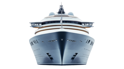 Modern luxury cruise ship sailing on transparent background