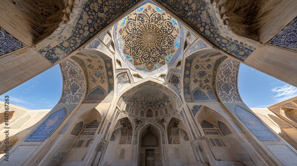 Aufkleber Majestic architectural design featuring intricate patterns and beautiful details in an ancient structure : Generative AI