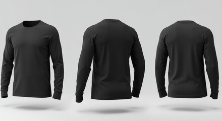 Black Long Sleeve T-Shirt Mockup