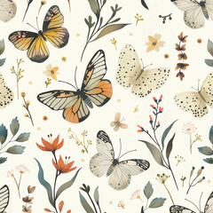 Fototapeta premium seamless pattern with butterflies