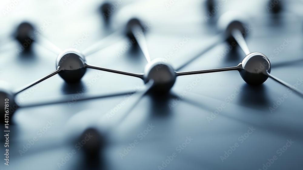 Poster abstract blue and silver molecular structure in scientific research and innovation : generative ai