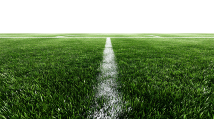 Center line of soccer field with transparent background