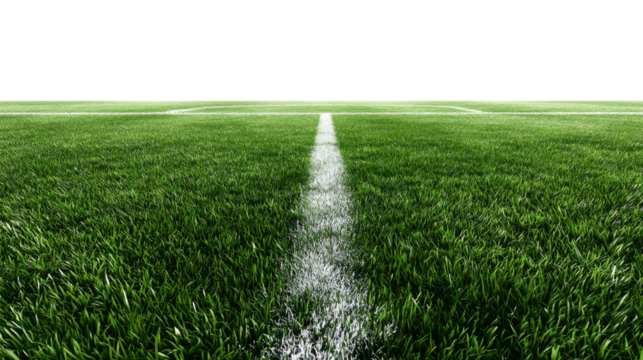 Center line of soccer field with transparent background