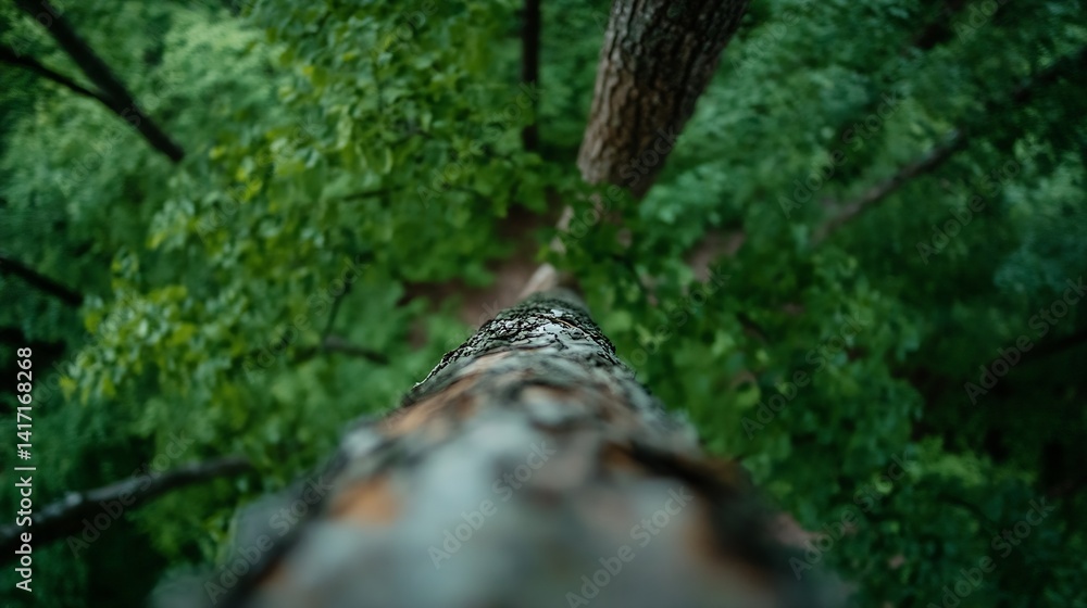 Aufkleber Aerial View of Tall Trees in Dense Forest from High Above with Branches : Generative AI