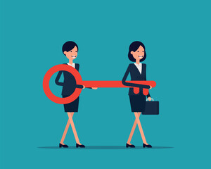Business team holding key. business Concept illustration stock illustration