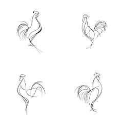 Minimalist Rooster Line Drawing Vector Set – Elegant and Stylish