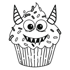 monster cupcake Single with white background 