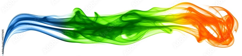 Poster abstract image featuring a vibrant, dynamic wave of color. the wave transitions smoothly from blue t