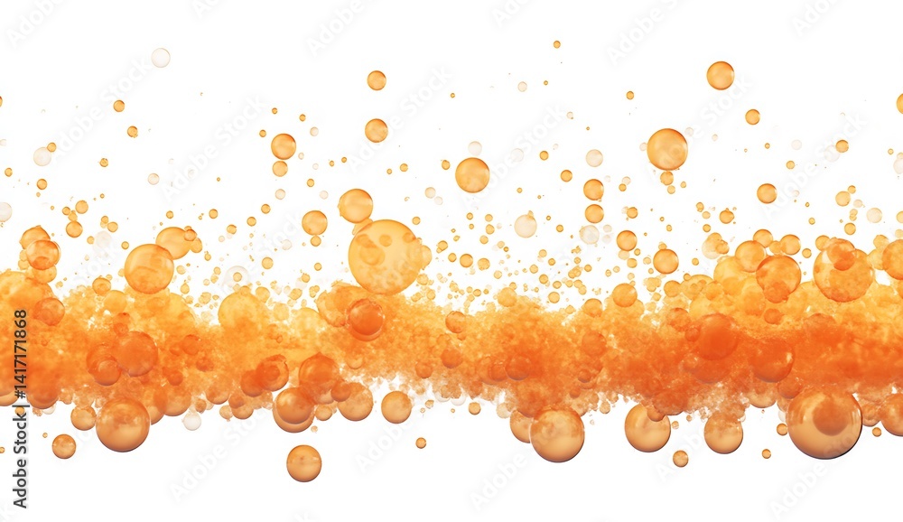 Poster abstract background with orange and amber paint splatters. various sizes of round shapes create a dy