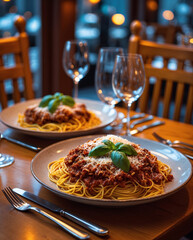 delicious spaghetti carbonara served with a glass of wine in a romantic restaurant perfect for intimate dining experience premium stock photo inspiration