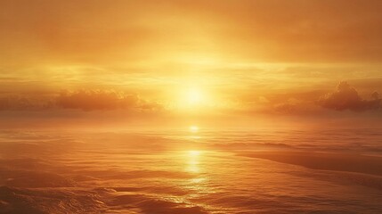 Obraz premium Golden Sunset over Calm Ocean Waves Beach Scene