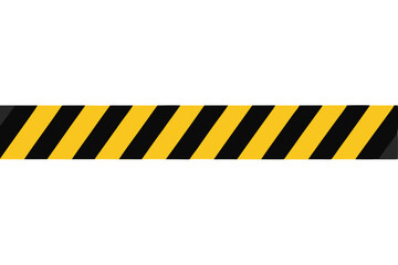 Warning tape. Black and yellow warning stripes on white background. Vector illustration.