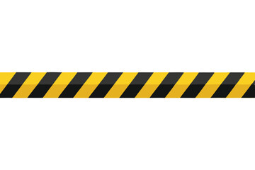 Black and yellow warning tape on a white background. Vector illustration.