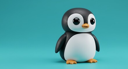 Fototapeta premium Adorable penguin illustration cute animal penguin cartoon penguin character penguin on blue background