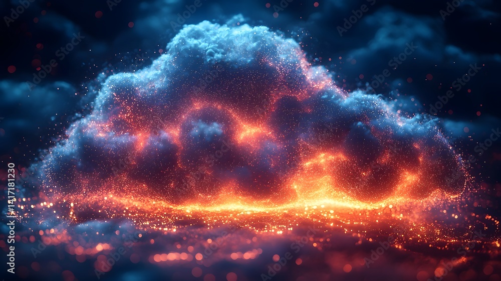 Aufkleber abstract digital cloud with shifting light patterns