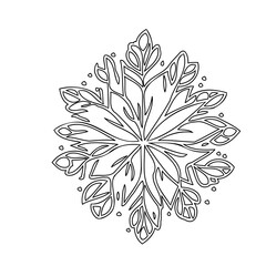 Botanical Snowflake Shape Black Outline Design