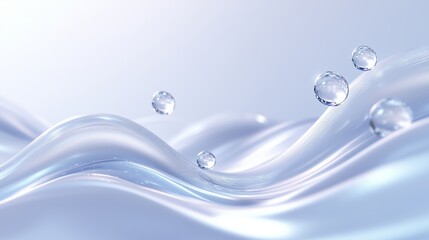 Crystal clear water falls from the sky in a spiral floating in the air, cosmetic texture, gray gradient background,soft light color, Suitable for skincare products background.