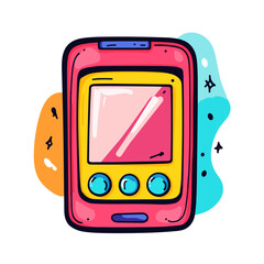 Colorful retro phone illustration for communication, technology, and nostalgia concept