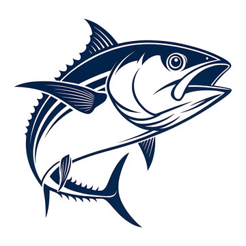 An elegant  tuna fish silhouette icon set against a clean white background.