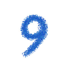 number 9 with beautiful blue leaf pieces