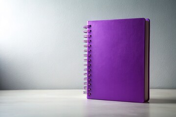 Purple Agenda Planner, Grey Surface, White Background, Book Template