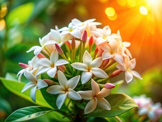 Fototapeta premium Sampaguita Flowers, Floral Background, Nature Photography