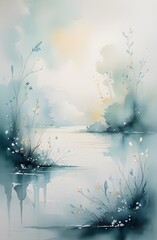 Icy snow blankets a winter landscape with textured trees under the cold, blue season