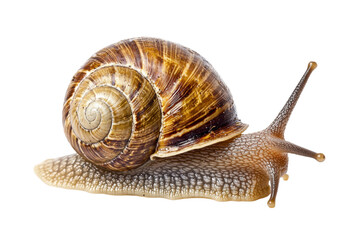 Snail, detailed view isolated on PNG transparent background, cut out