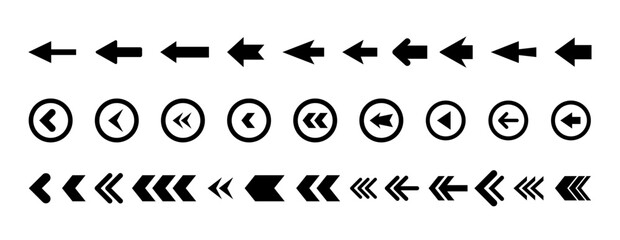 Big Black Arrow Icon Set — Modern and Simple Arrow Symbols Collection. Includes cursors, directional arrows, navigation pointers, and vector indicators for UI/UX and web design.