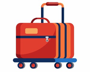 Red suitcase on white background