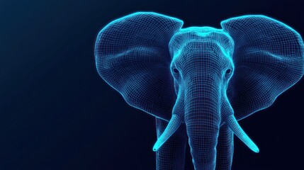 Wireframe Elephant, Dark Background, Digital Art, Conservation