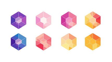 Collection of Colorful Faceted Geometric Gems