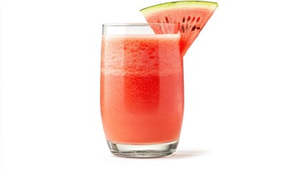 Refreshing watermelon smoothie in glass, summer drink, white background, healthy lifestyle, food photography