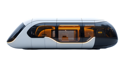 Futuristic monorail side view isolated on white background