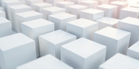Randomly shifted white cube boxes in a grid formation , grid, pattern