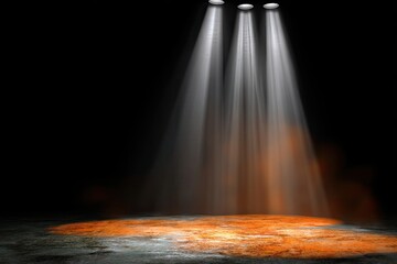 Stage lights spotlighting an empty stage