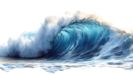 Giant ocean wave graphic isolated on white background