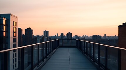 Obraz premium Rooftop Sunset Cityscape Panorama - Urban Exploration