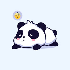 Cute chubby cartoon sleeping panda in kawaii style with a lazy expression. Perfect for stickers, children’s illustrations, mascots, or digital content. High-resolution vector art.