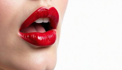 Obraz premium Bold red lips on pristine white backdrop High-resolution image , image, studio shot
