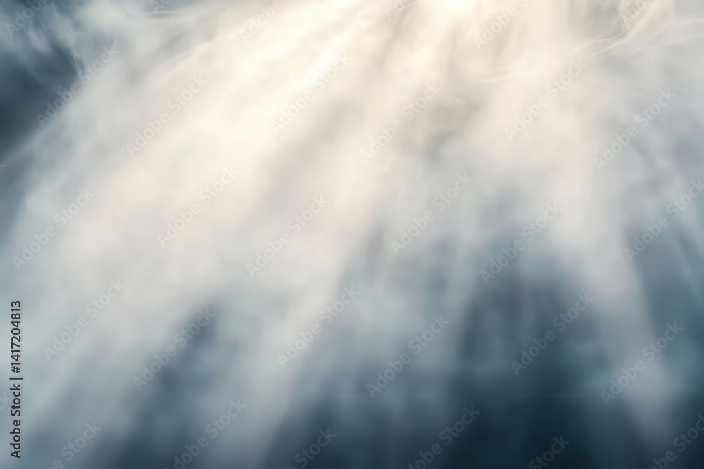 Poster abstract foggy background featuring a white gradient with light rays and blurred grey texture, evoki